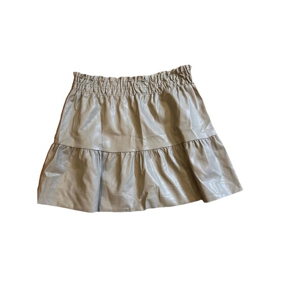Anthropologie Women's Gray Faux Leather Ruffled Mini Skirt Size XL Boho Edgy - Picture 3 of 3